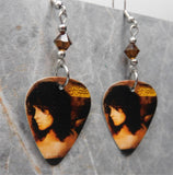 Ozzy Osbourne No More Tears Guitar Pick Earrings with Brown Swarovski Crystals