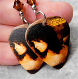 Ozzy Osbourne No More Tears Guitar Pick Earrings with Brown Swarovski Crystals