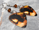 Ozzy Osbourne No More Tears Guitar Pick Earrings with Brown Swarovski Crystals