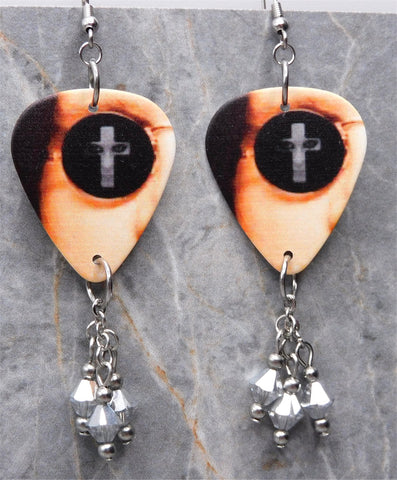 Ozzy Osbourne Under Cover Guitar Pick Earrings with Metallic Silver Swarovski Crystals