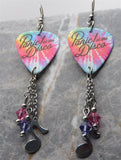 Panic at the Disco Tie Dye Guitar Pick Earrings with Music Note Charms and Swarovski Crystal Dangles