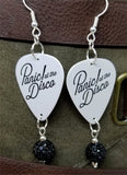Panic at the Disco Gray Guitar Pick Earrings with Black Pave Bead Dangles