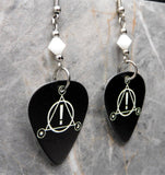 Panic at the Disco Black Guitar Pick Earrings with White Swarovski Crystals