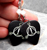 Panic at the Disco Black Guitar Pick Earrings with White Swarovski Crystals