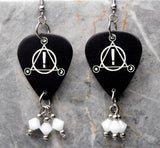 Panic at the Disco Black Guitar Pick Earrings with White Swarovski Crystal Dangles