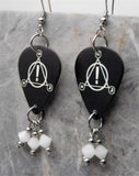 Panic at the Disco Black Guitar Pick Earrings with White Swarovski Crystal Dangles
