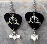 Panic at the Disco Black Guitar Pick Earrings with White Swarovski Crystal Dangles