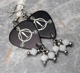 Panic at the Disco Black Guitar Pick Earrings with White Swarovski Crystal Dangles