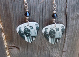 Pierce the Veil Group Picture Guitar Pick Earrings with Black Swarovski Crystals