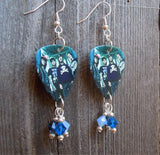 Pierce the Veil Group Photo Guitar Pick Earrings with Blue Swarovski Crystal Dangles