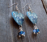 Pierce the Veil Group Photo Guitar Pick Earrings with Blue Swarovski Crystal Dangles
