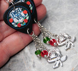 Pierce the Veil Guitar Pick Earrings with Stainless Steel Rose Charms and Swarovski Crystal Dangles