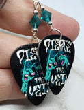 Pierce the Veil Guitar Pick Earrings with Teal Swarovski Crystals