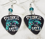Pierce the Veil Guitar Pick Earrings with Teal Swarovski Crystals