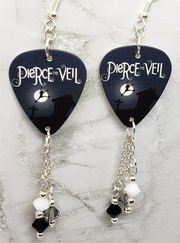 Pierce the Veil Guitar Pick Earrings with Swarovski Crystal Dangles