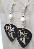 Pierce the Veil Black Guitar Pick Earrings with White Swarovski Crystals