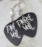 Pierce the Veil Black Guitar Pick Earrings with White Swarovski Crystals