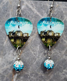 Pierce the Veil Collide With the Sky Guitar Pick Earrings with Teal Ombre Pave Bead Dangles