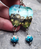 Pierce the Veil Collide With the Sky Guitar Pick Earrings with Teal Ombre Pave Bead Dangles