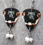 Pierce the Veil Selfish Machines Guitar Pick Earrings with White Swarovski Crystal Dangles