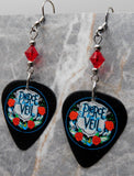 Pierce the Veil Guitar Pick Earrings with Red Swarovski Crystals