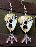 Pink Funhouse Guitar Pick Earrings with Pink Swarovski Crystal Dangles