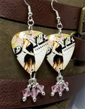 Pink Funhouse Guitar Pick Earrings with Pink Swarovski Crystal Dangles