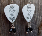 Pink Floyd The Wall Guitar Pick Earrings with Black Swarovski Crystal Dangles