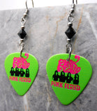 Very Brightly Colored Pink Floyd Guitar Pick Earrings with Black Swarovski Crystals