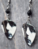 Pink Floyd Syd Barrett Guitar Pick Earrings with Black Swarovski Crystals