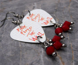 Pink Floyd The Wall Guitar Pick Earrings with Red Swarovski Crystal Dangles