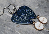 Horoscope Astrological Sign Pisces Guitar Pick Earrings with Pisces Charm Dangles