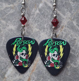 Poison Guitar Pick Earrings with Dark Red Swarovski Crystals