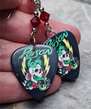 Poison Guitar Pick Earrings with Dark Red Swarovski Crystals