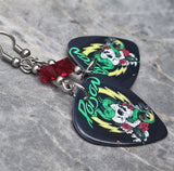 Poison Guitar Pick Earrings with Dark Red Swarovski Crystals