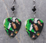 Poison Guitar Pick Earrings with Black Swarovski Crystals