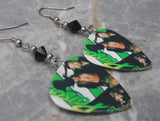 Poison Guitar Pick Earrings with Black Swarovski Crystals