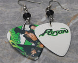 Poison Guitar Pick Earrings with Black Swarovski Crystals