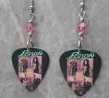 Poison Talk Dirty To Me Guitar Pick Earrings with Pink Swarovski Crystals