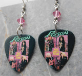 Poison Talk Dirty To Me Guitar Pick Earrings with Pink Swarovski Crystals