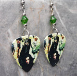 Poison Group Picture Guitar Pick Earrings with Green Swarovski Crystals
