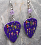 Prince 1999 Guitar Pick Earrings with Violet Purple Swarovski Crystals