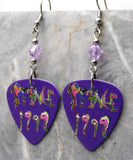 Prince 1999 Guitar Pick Earrings with Violet Purple Swarovski Crystals