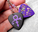 Prince 1999 Guitar Pick Earrings with Violet Purple Swarovski Crystals