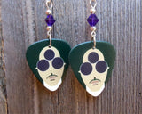 Prince HitnRun Phase One Guitar Pick Earrings with Purple Swarovski Crystals