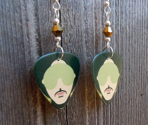 Prince HitnRun Phase Two Guitar Pick Earrings with Gold Swarovski Crystals