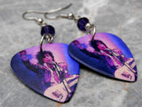 Prince on Stage Guitar Pick Earrings with Purple Swarovski Crystals