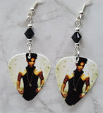 Prince Guitar Pick Earrings with Black Swarovski Crystals