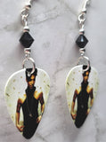 Prince Guitar Pick Earrings with Black Swarovski Crystals