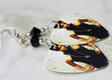 Prince Guitar Pick Earrings with Black Swarovski Crystals